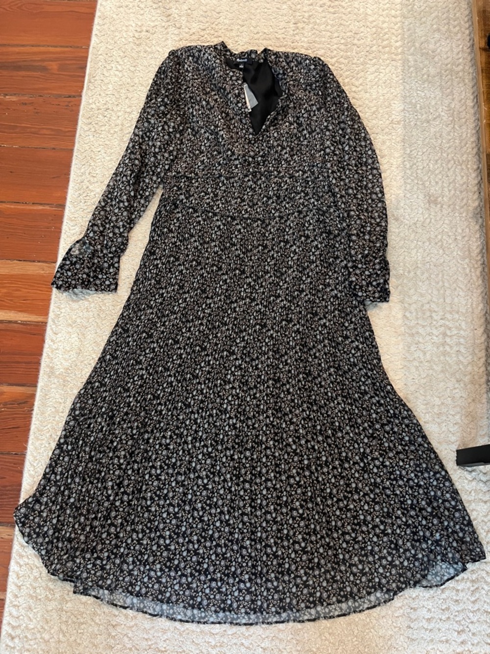NWT Madewell Pleated Puff Sleeve Floral Maxi Dress